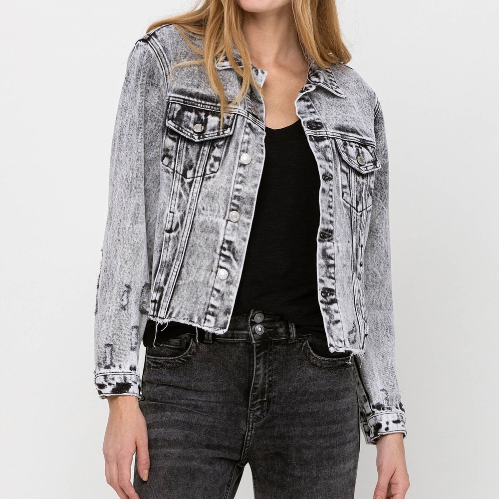 Verset Distressed Gray Denim Jacket